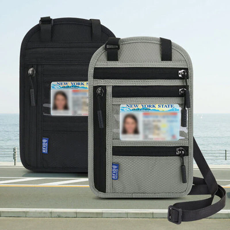 Travel Neck Pouch Neck Wallet with RFID Blocking Passport Holder - Image 4