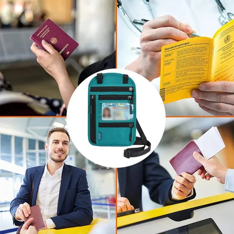 Travel Neck Pouch Neck Wallet with RFID Blocking Passport Holder - Image 5
