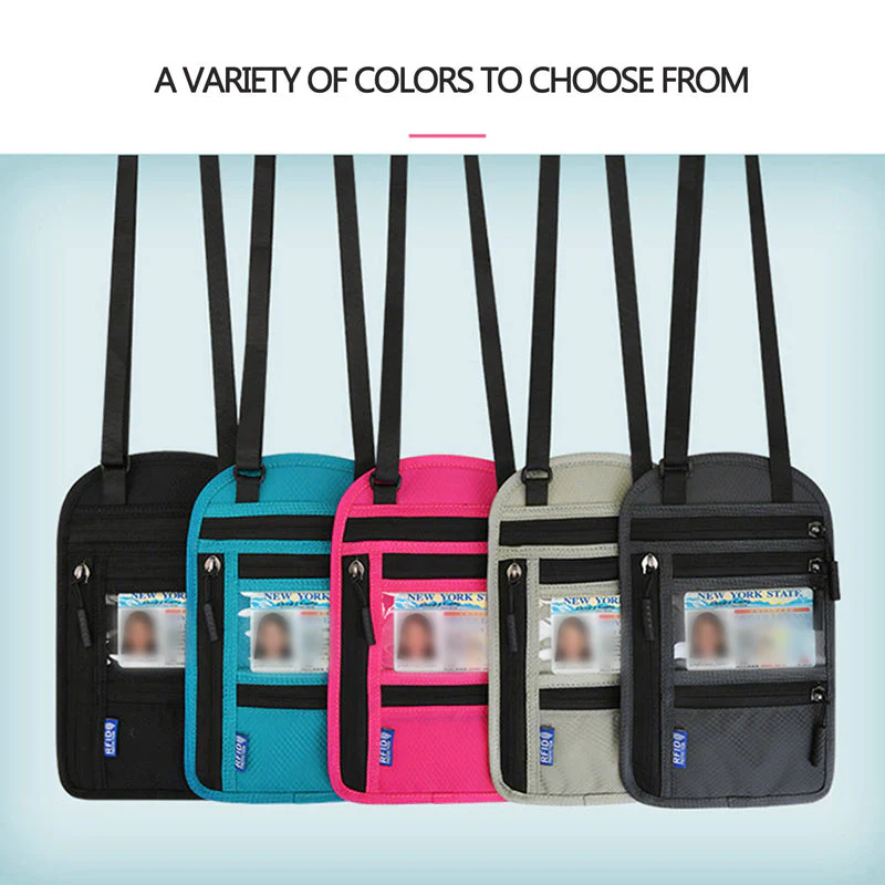 Travel Neck Pouch Neck Wallet with RFID Blocking Passport Holder - Image 6