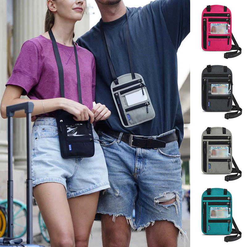 Travel Neck Pouch Neck Wallet with RFID Blocking Passport Holder - Image 8