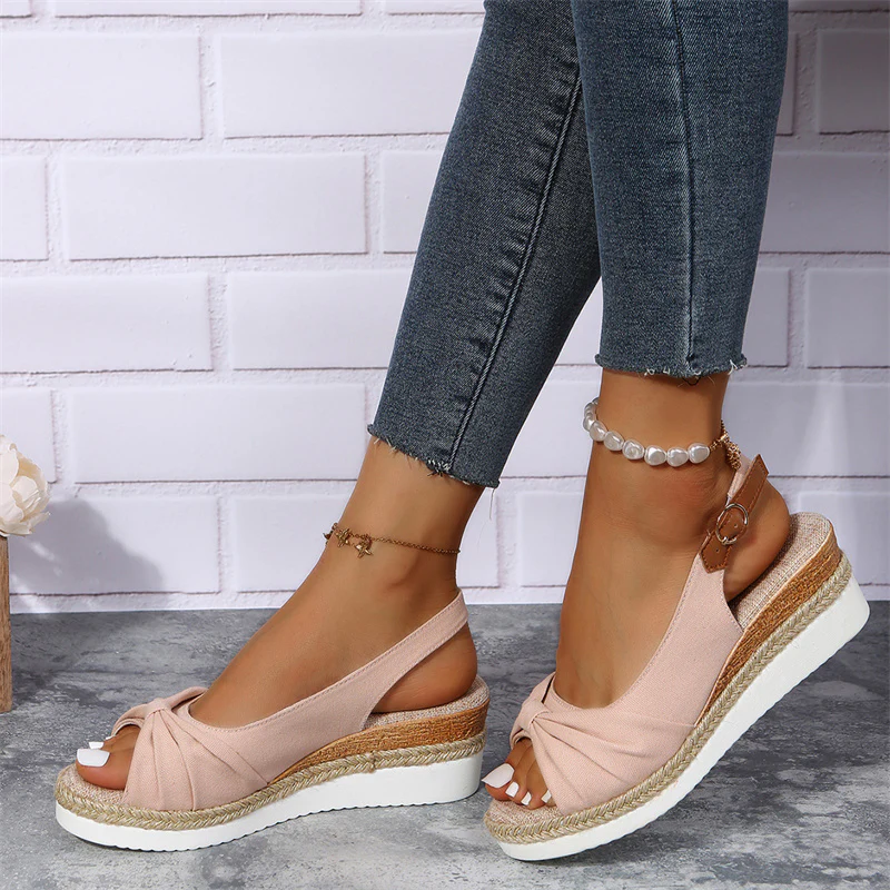 Twine Bow Wedge Sandals - Image 4
