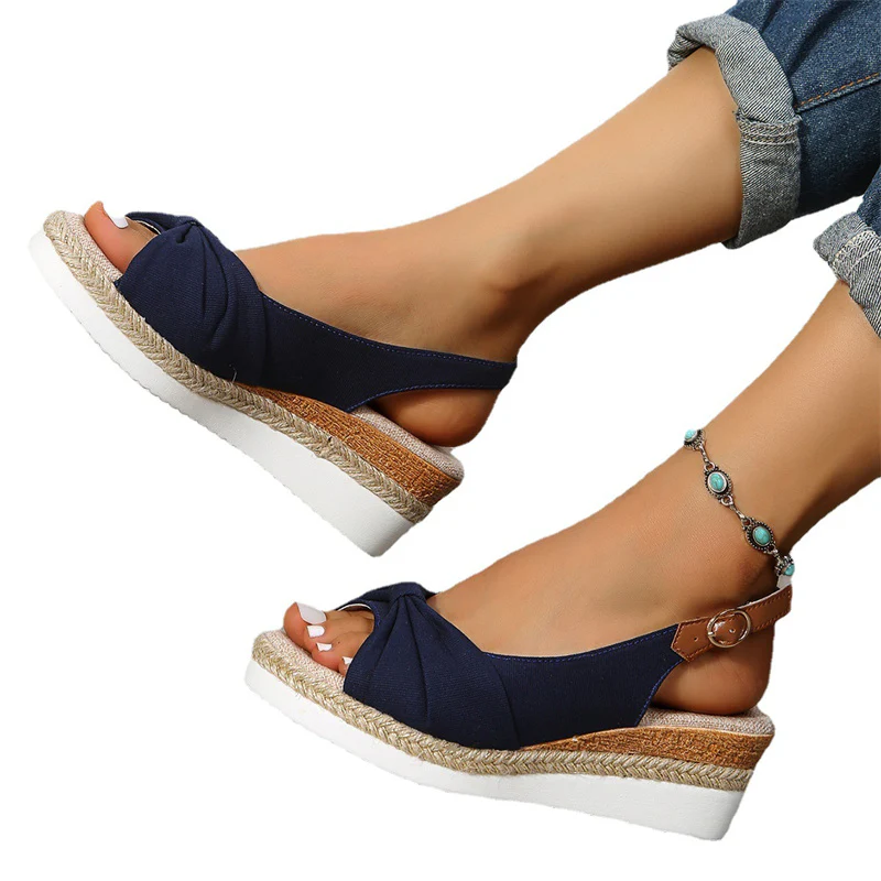 Twine Bow Wedge Sandals - Image 6