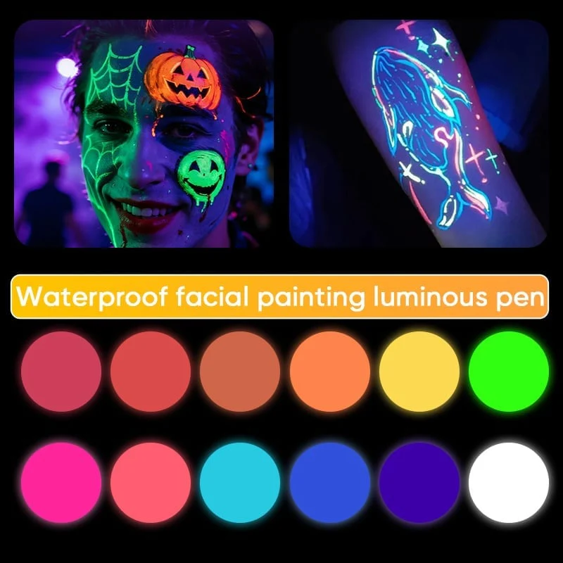 UV Neon Face Paint Markers 12 Colors - Image 3