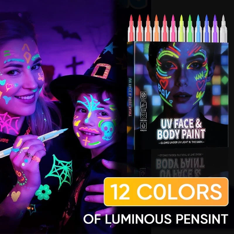 UV Neon Face Paint Markers 12 Colors - Image 4