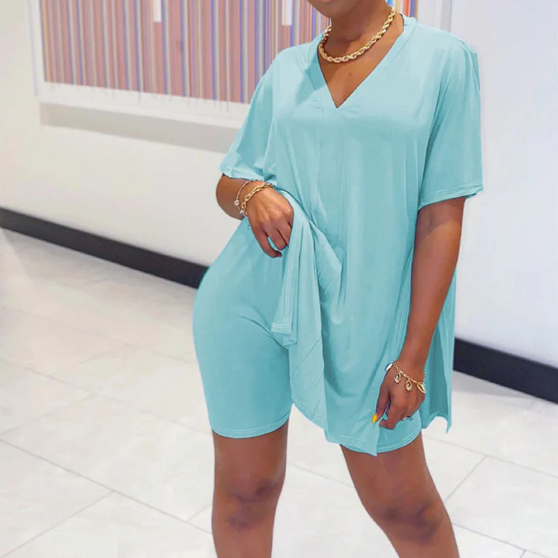 V-Neck Dress & Shorts Set - Image 12