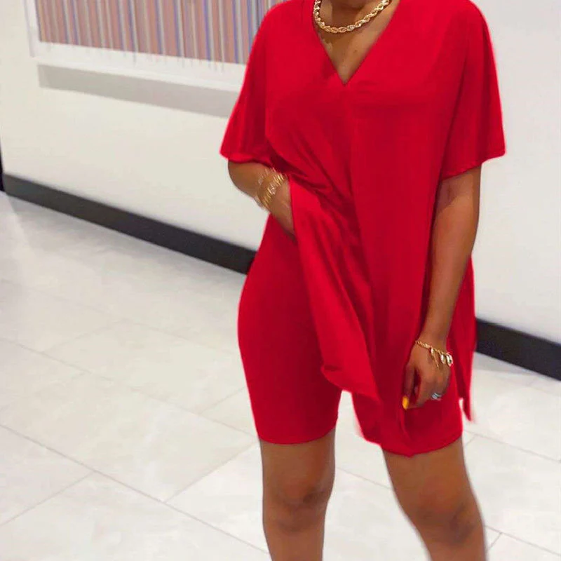 V-Neck Dress & Shorts Set - Image 13