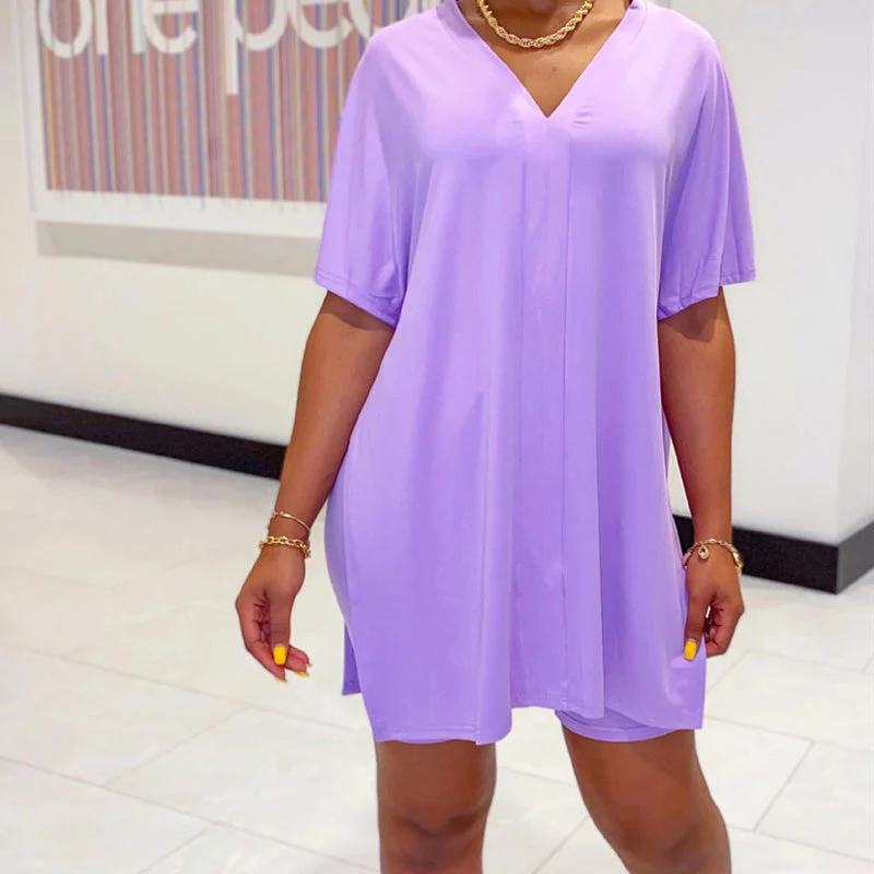 V-Neck Dress & Shorts Set - Image 15