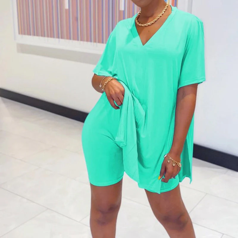 V-Neck Dress & Shorts Set - Image 6