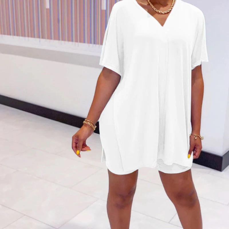 V-Neck Dress & Shorts Set - Image 9