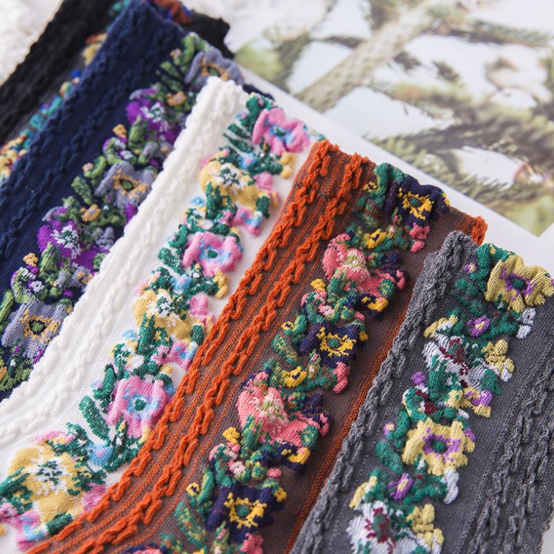 Vintage Floral Style Cotton Crew Socks - Image 8