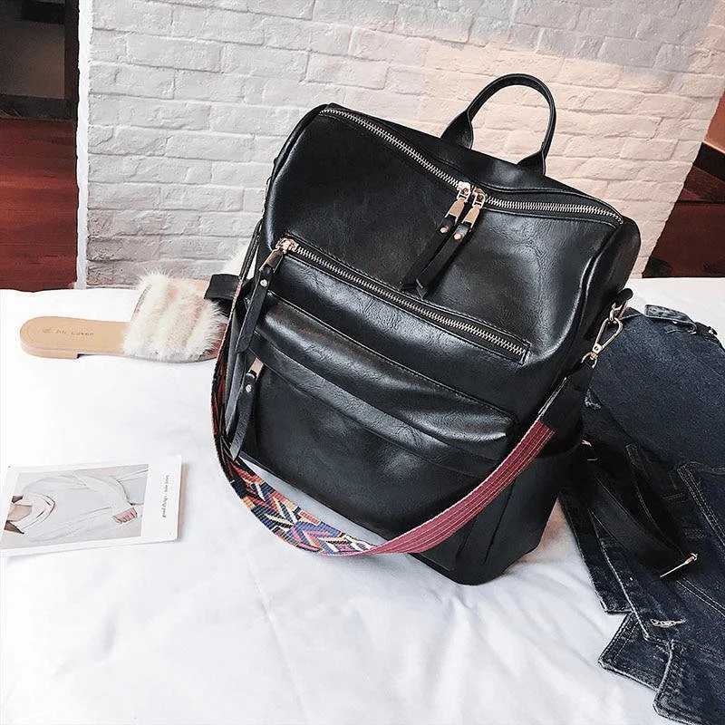 Vintage PU Leather Backpack - Image 11