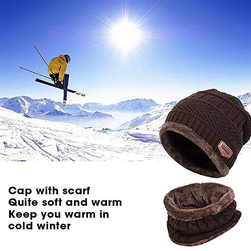 Warm Beanie Cap With Scarf - Image 4