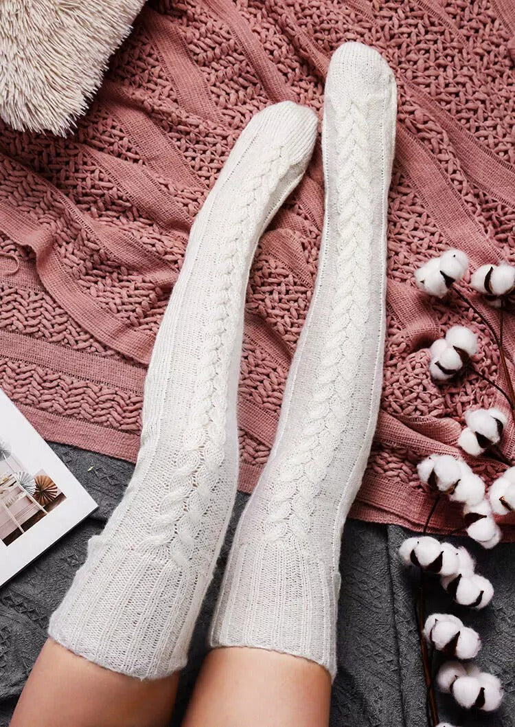 Winter Soft Warm Over Knee Extra Long Knitted Socks - Image 2