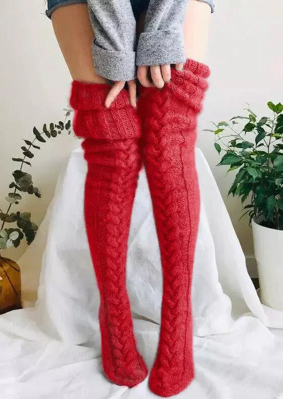 Winter Soft Warm Over Knee Extra Long Knitted Socks - Image 6