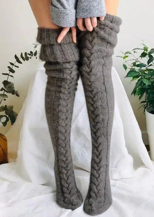 Winter Soft Warm Over Knee Extra Long Knitted Socks - Image 7