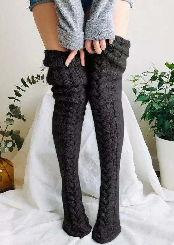 Winter Soft Warm Over Knee Extra Long Knitted Socks - Image 8
