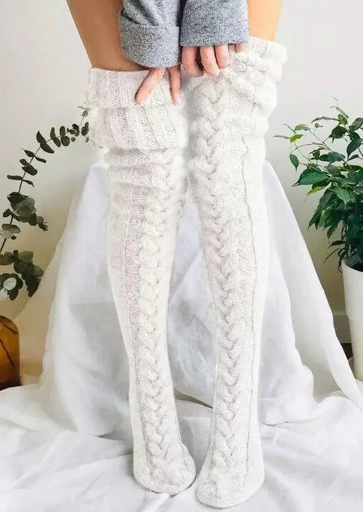 Winter Soft Warm Over Knee Extra Long Knitted Socks - Image 9