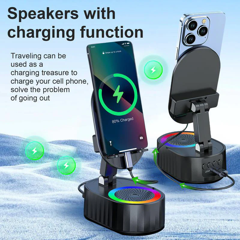 Wireless Induction Audio Bluetooth Speaker 5 in 1 Phone Holder - Image 2