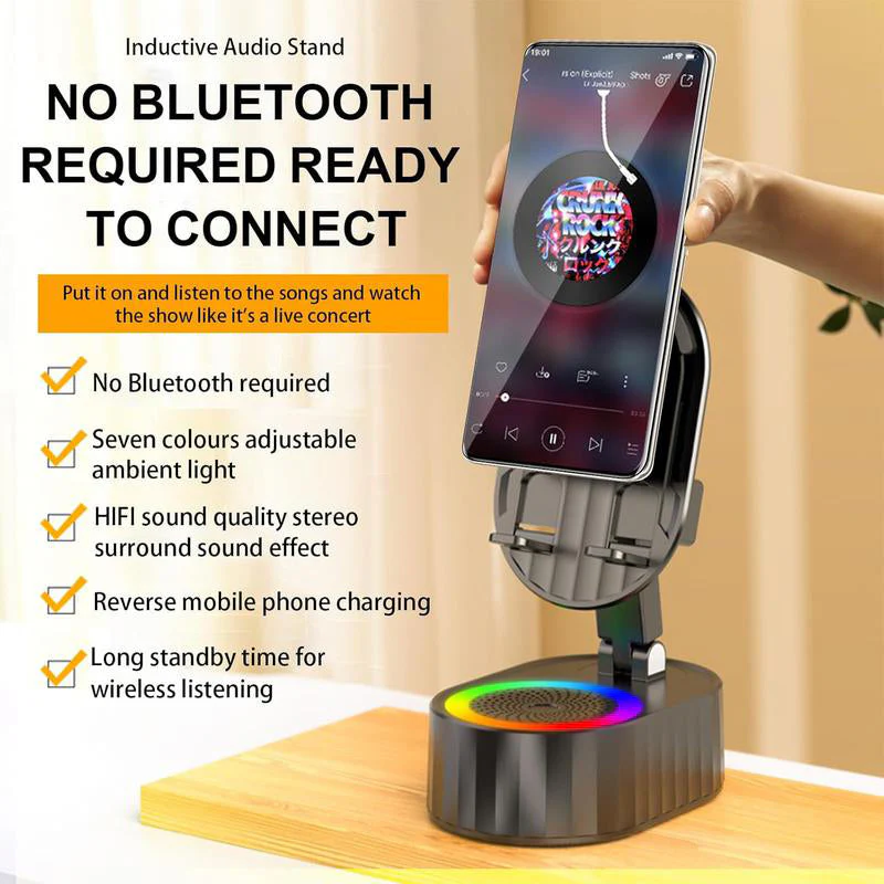 Wireless Induction Audio Bluetooth Speaker 5 in 1 Phone Holder - Image 4