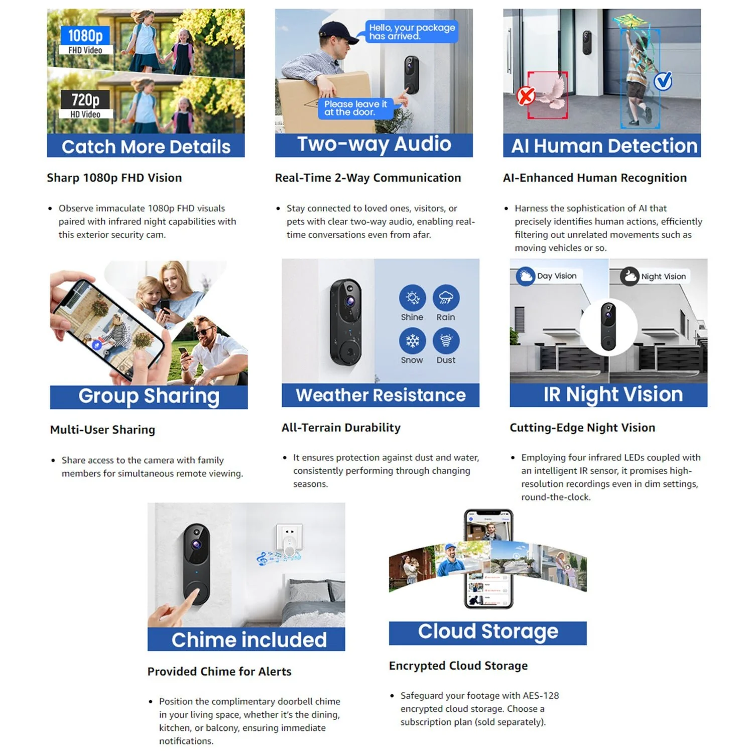 Wireless Smart Doorbell Camera – Outdoor Surveillance with HD Night Vision - Image 8