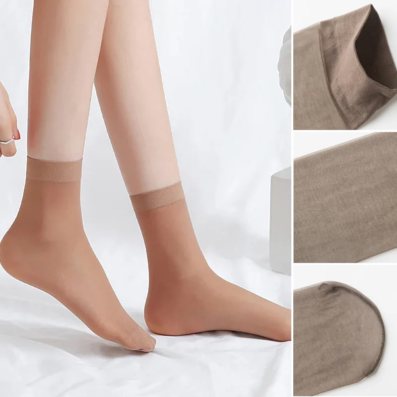 Women’s Sheer Crystal Silk Socks - Image 2
