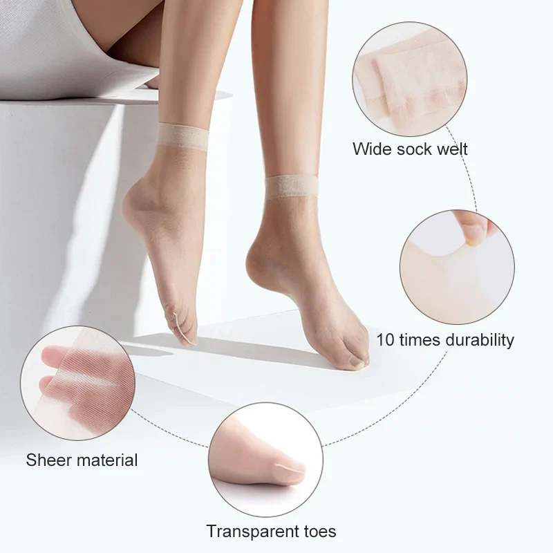 Women’s Sheer Crystal Silk Socks - Image 6