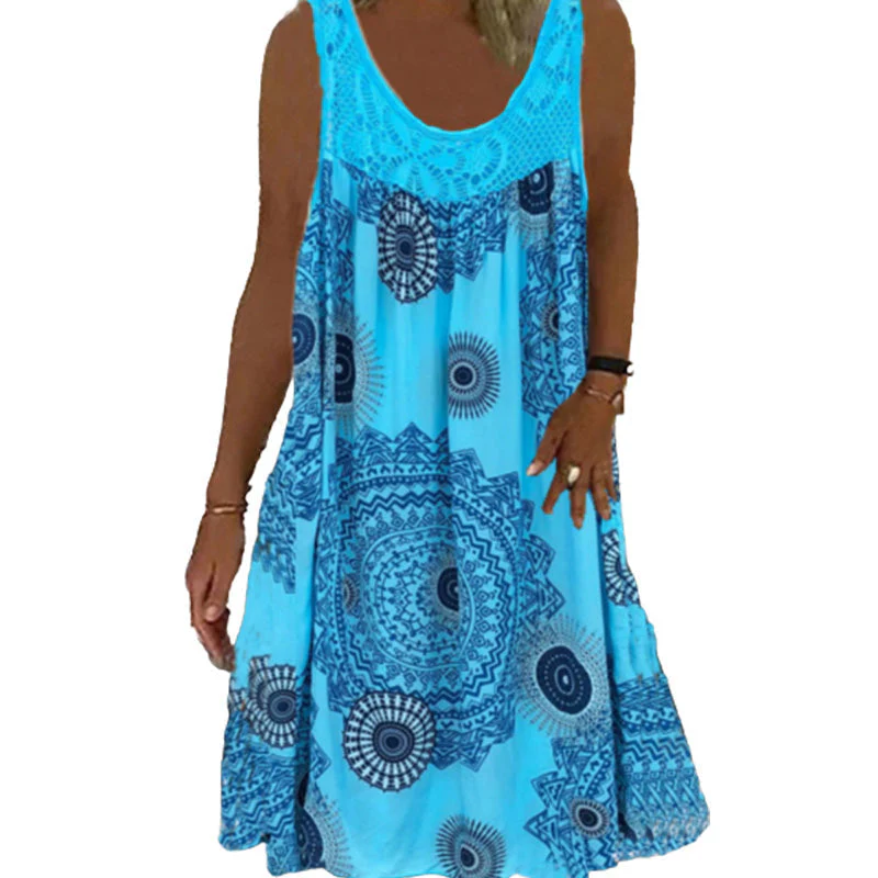 Women Summer O-Neck Sleeveless Print Dress - Image 12