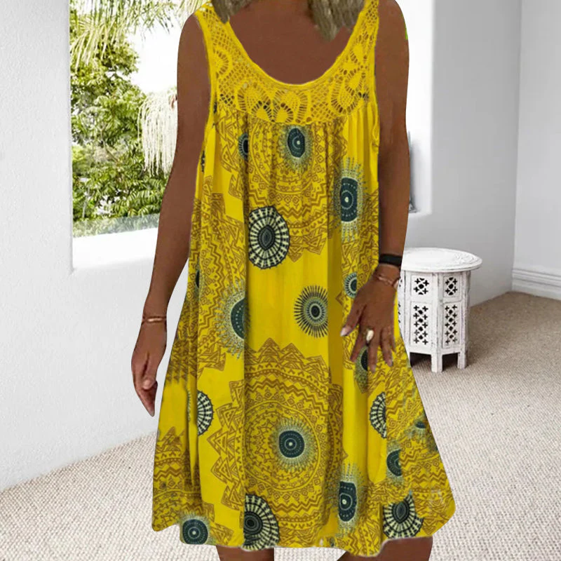 Women Summer O-Neck Sleeveless Print Dress - Image 18