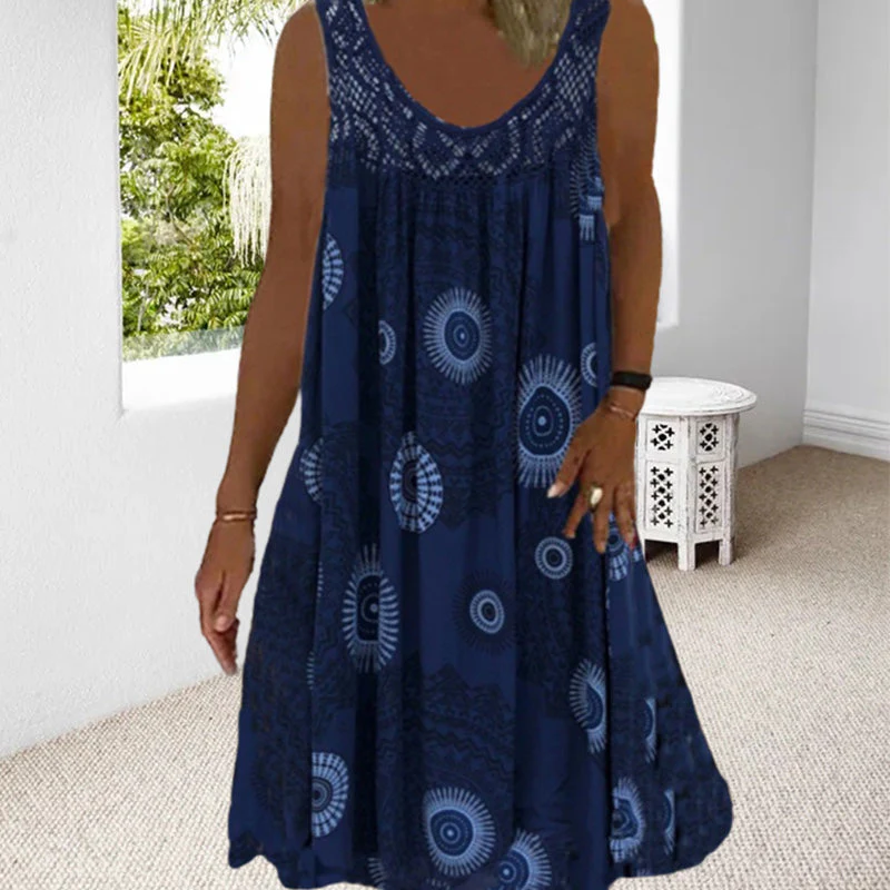 Women Summer O-Neck Sleeveless Print Dress - Image 27