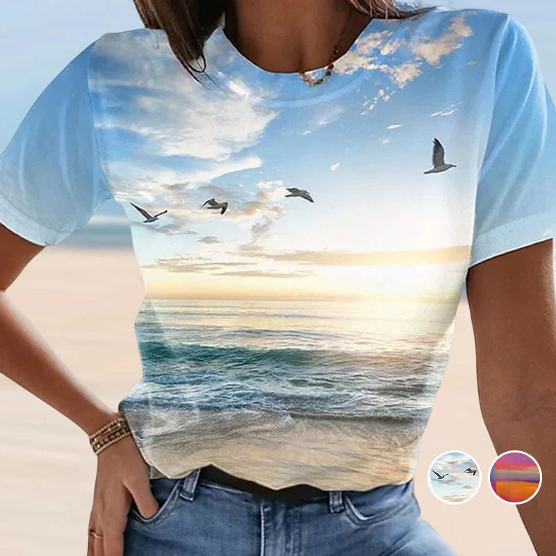 Women's Casual 3D Printed Painting T-shirt - Image 12
