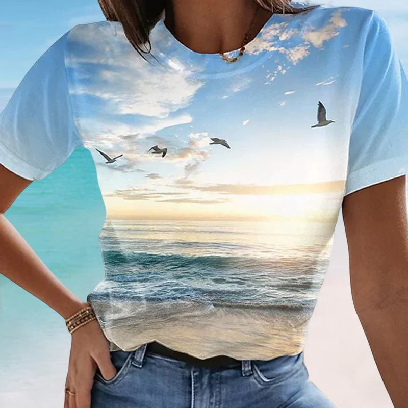 Women's Casual 3D Printed Painting T-shirt - Image 3