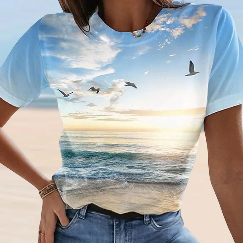 Women's Casual 3D Printed Painting T-shirt - Image 5