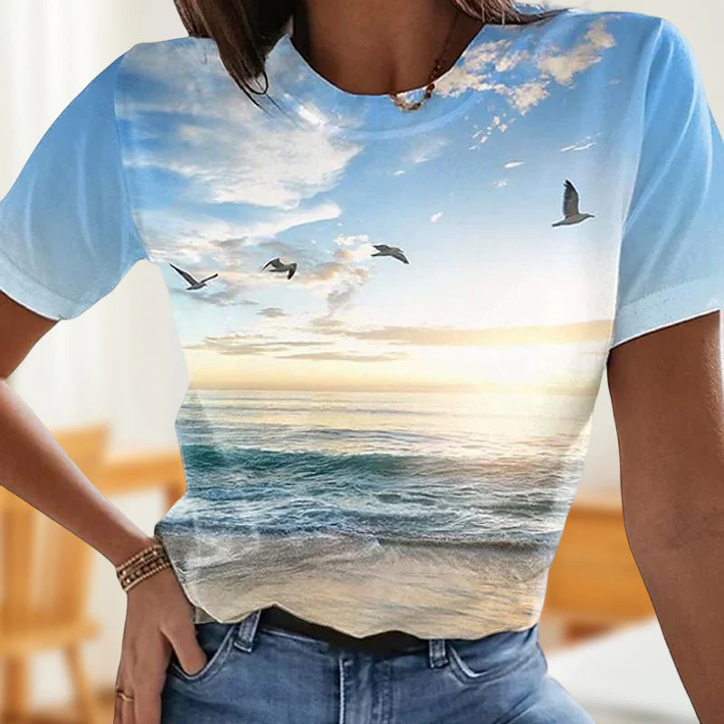 Women's Casual 3D Printed Painting T-shirt - Image 7