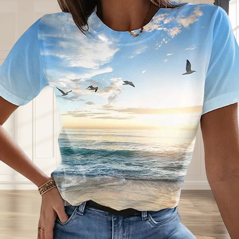 Women's Casual 3D Printed Painting T-shirt - Image 9