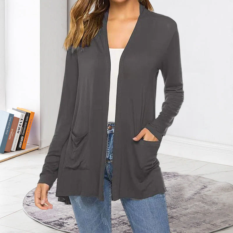 Women's Casual Lightweight Open Front Long Sleeve Cardigans - Image 17
