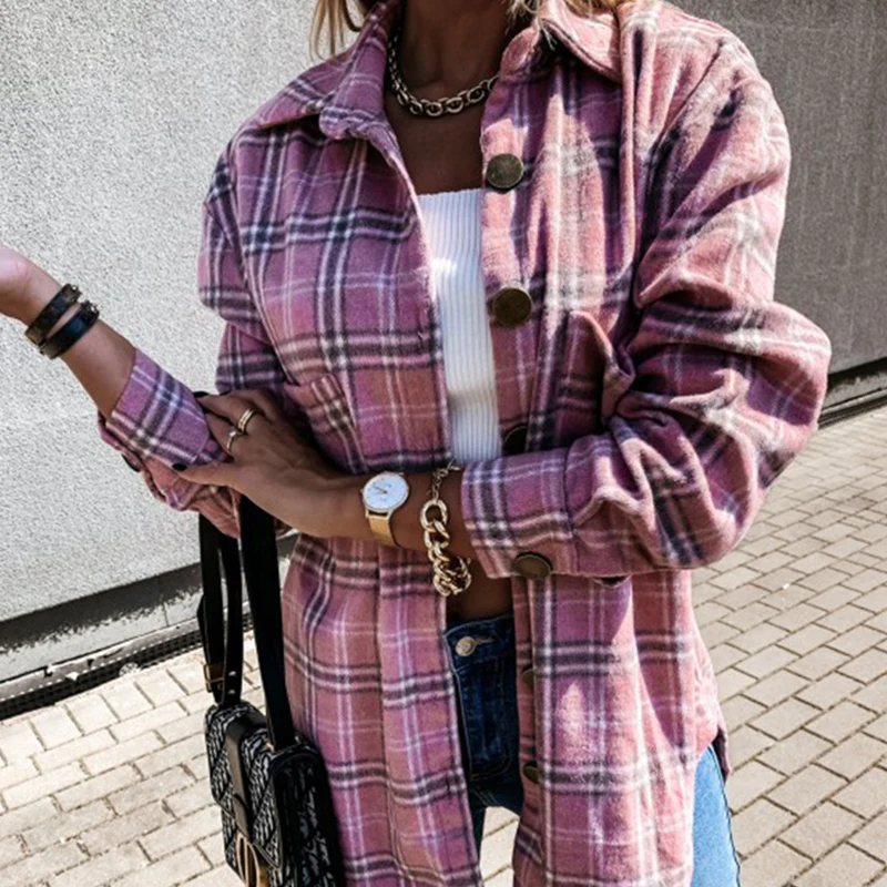 Women's Casual Plaid Coat - Image 6