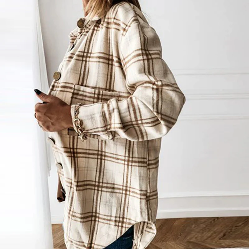 Women's Casual Plaid Coat - Image 9