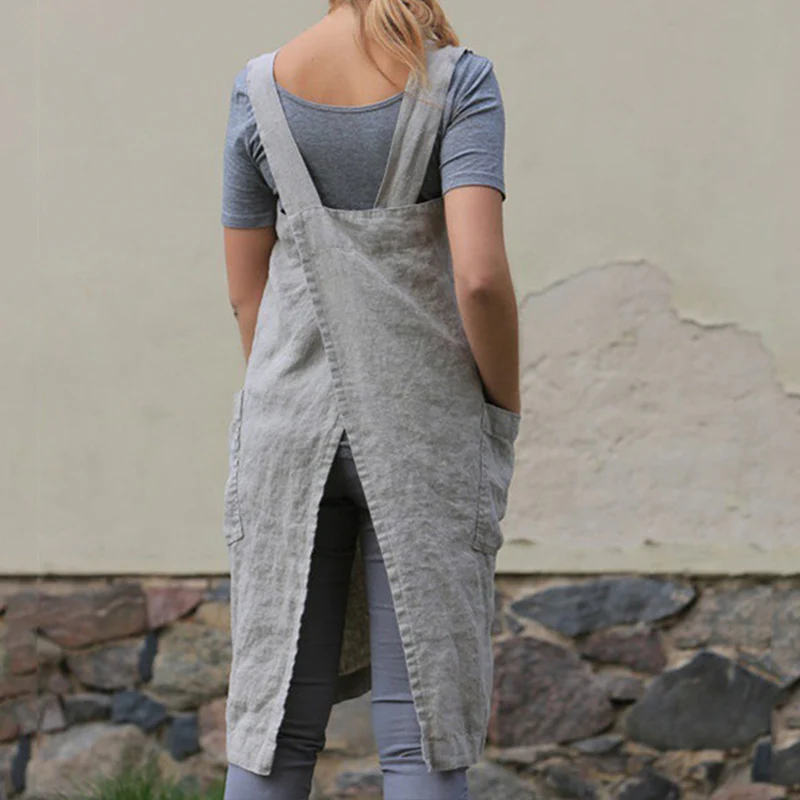 Women's Cotton and Linen Loose Apron - Image 3