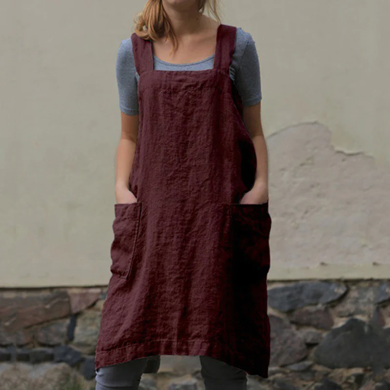 Women's Cotton and Linen Loose Apron - Image 6