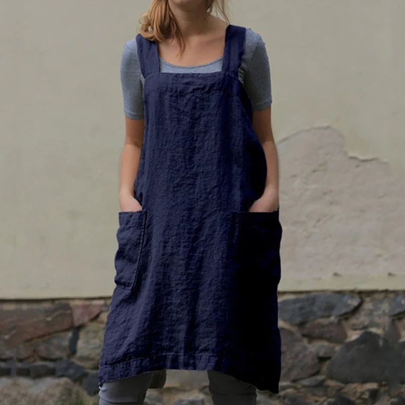 Women's Cotton and Linen Loose Apron - Image 7