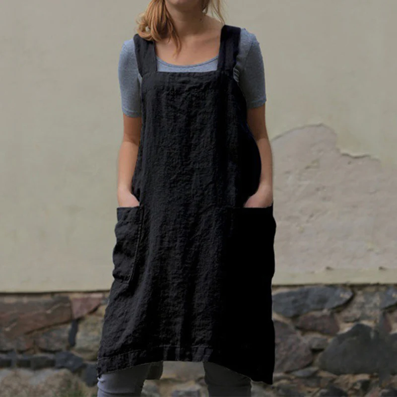 Women's Cotton and Linen Loose Apron - Image 8