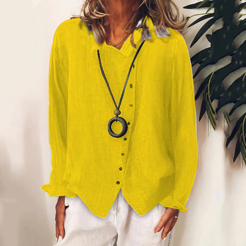 Women's Cotton Linen Loose Solid Temperament Shirt - Image 3