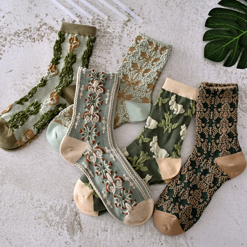 Womens Floral Cotton Socks - Image 3