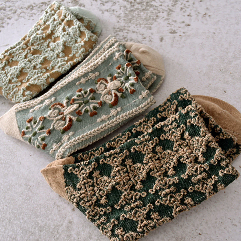 Womens Floral Cotton Socks - Image 4