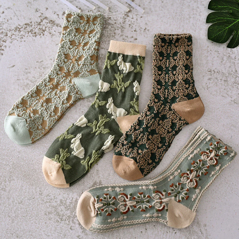 Womens Floral Cotton Socks - Image 5