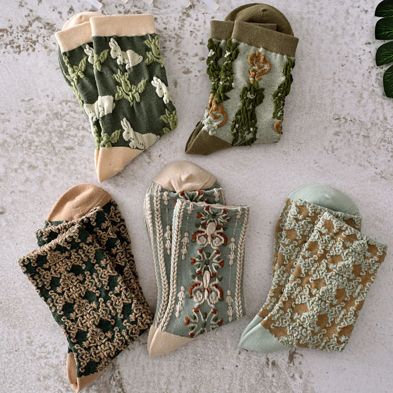 Womens Floral Cotton Socks - Image 6