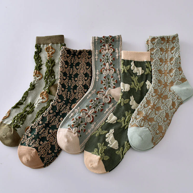 Womens Floral Cotton Socks - Image 7