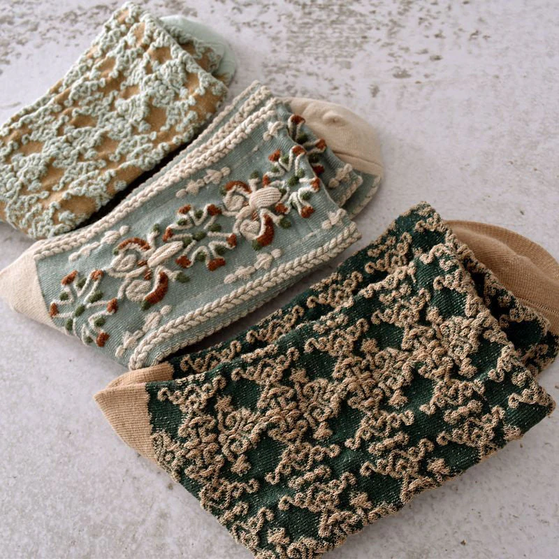 Womens Floral Cotton Socks - Image 8