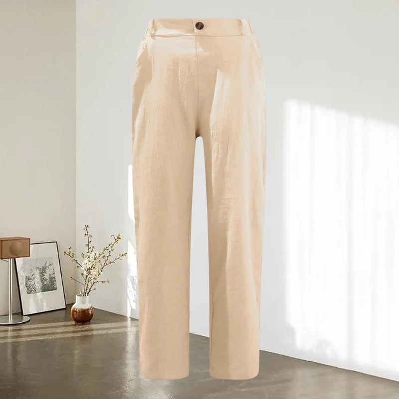 Women's High Waist Casual Cotton Linen Trousers - Image 3