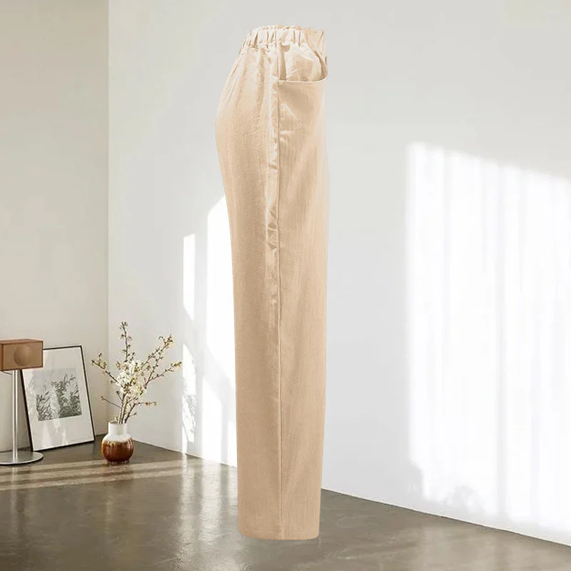 Women's High Waist Casual Cotton Linen Trousers - Image 4